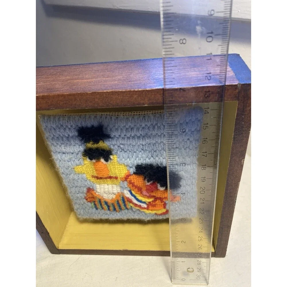 Vintage BERT & ERNIE Crochet Hanging Wall Art Muppet Sesame Street Needle Point